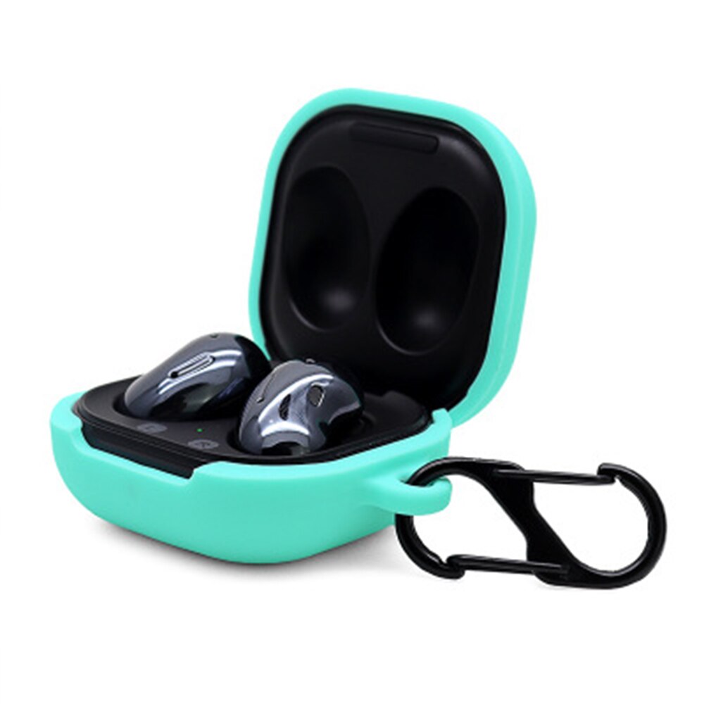 Cassa molle Del Silicone 11 Colori Della Caramella per Per Samsung Galaxy Boccioli di Vivere Senza Fili di Bluetooth del Trasduttore Auricolare Box Cover Protettiva W/portachiavi: Mint Green