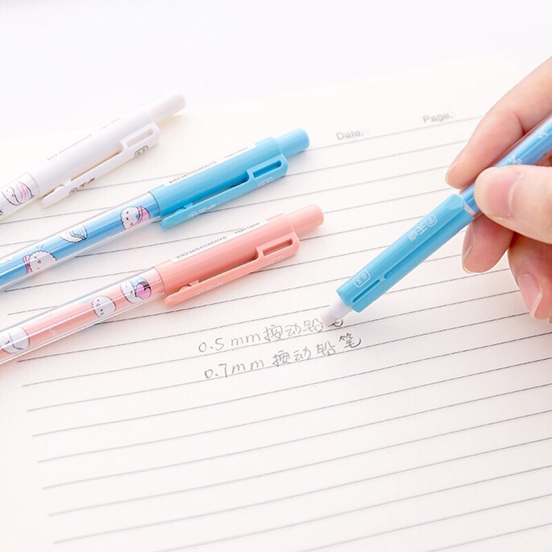 3x frisk sushi presse automatisk mekanisk blyant skrive blyant skole forsyning elev papirvarer 0.5mm