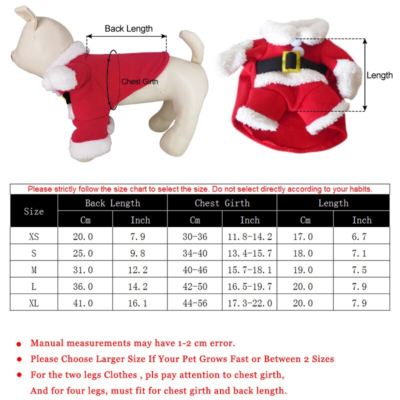 Christmas Pet Dog Cat Costumes Funny Santa Claus Costume For Dogs Cats Winter Warm Dog Clothes Chihuahua Pug Yorkshire Clothing