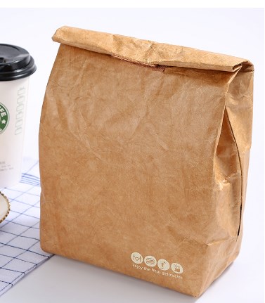 Reusable Brown Paper Lunch Bag With Magnetic Closure Insulated Thermal Cooler Sack For Picnics And Work: Default Title