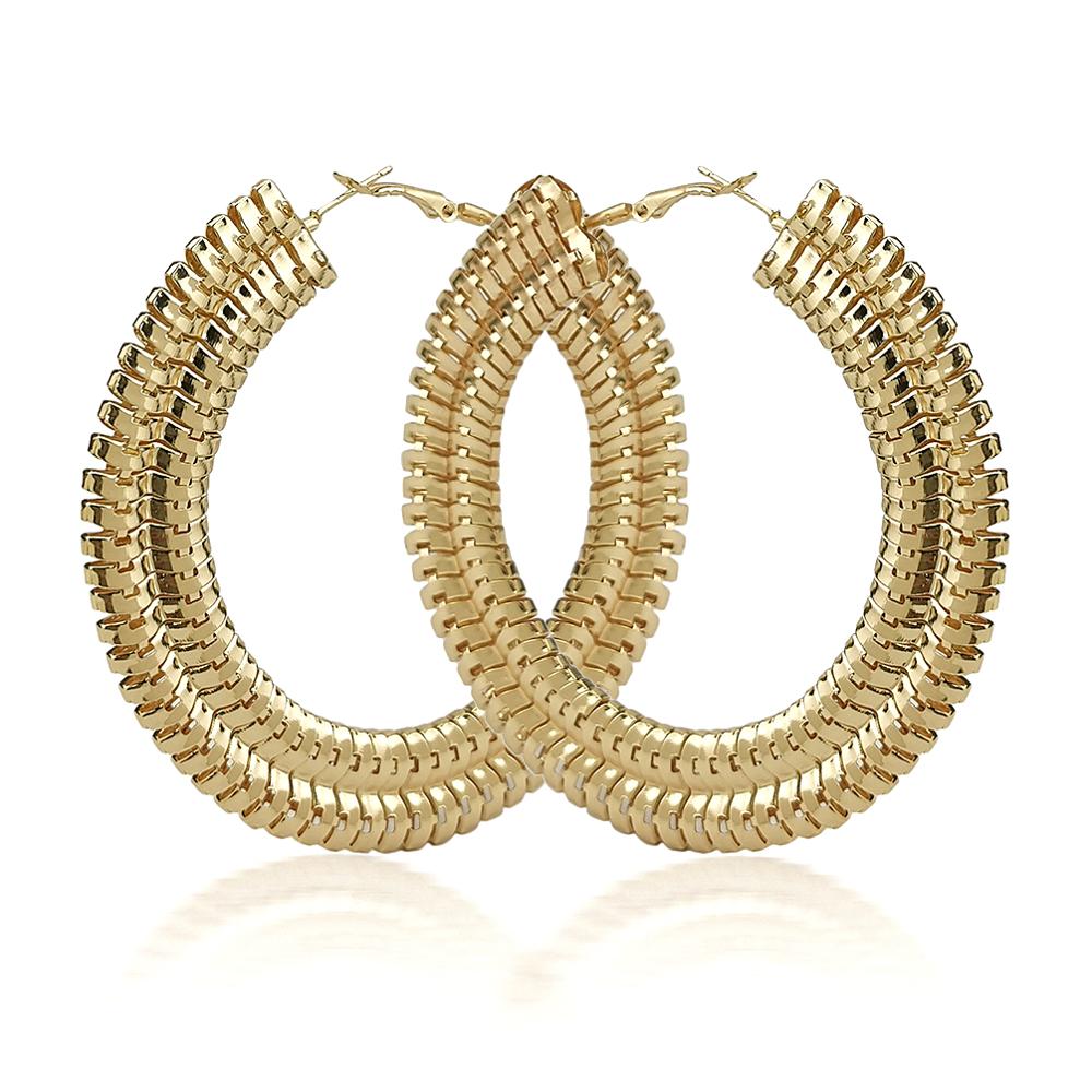 MANILAI Punk Wide Chain Hoop Earrings For Women Big Round Statement Earrings Chunky Brincos Jewelry Golden Silver Color: Gold Earrings