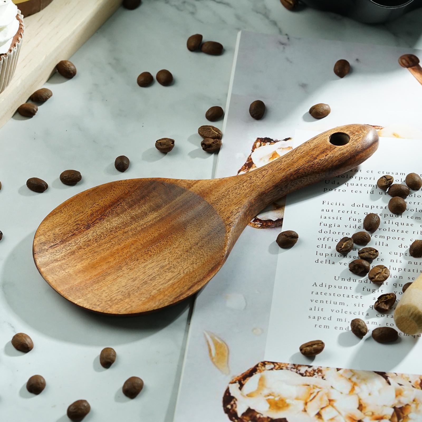 Cuchara de madera para arroz, pala para arroz, cocina de madera, cuchara grande, utensilios de madera, cucharón para servir, cucharón, vajilla, Kit S2C7, 1 ud.