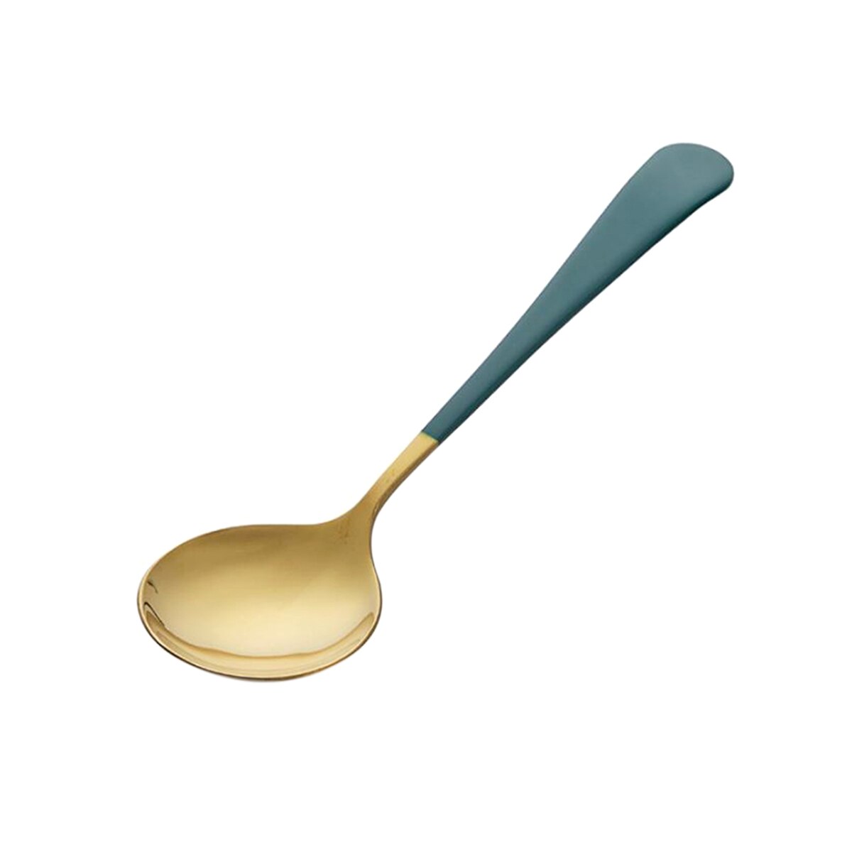 Cuchara de sopa grande, mesa de cabeza redonda de acero inoxidable cuchara para cenas accesorios de servicio para Cocina Casera: green