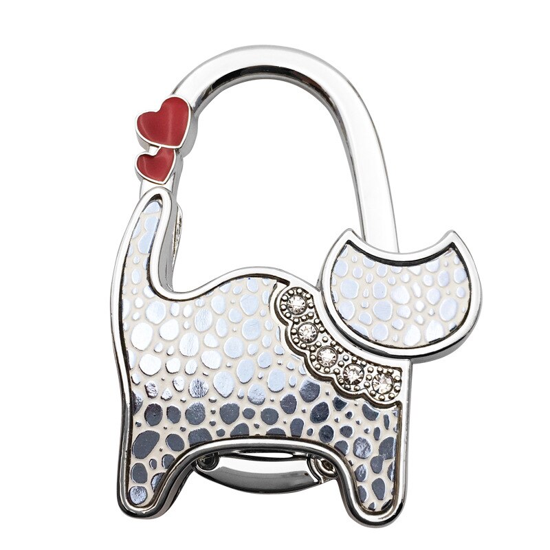 Bolsa monedero plegable Unisex para gatos, con diamantes de imitación, gancho para colgar, Seguro: 0007