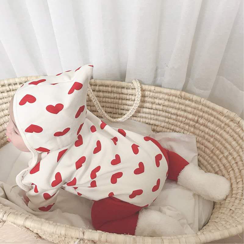 Inverno meninos e meninas regular estilo coreano algodão bebê macacão de natal dos desenhos animados polka dot manga longa chapéu moda