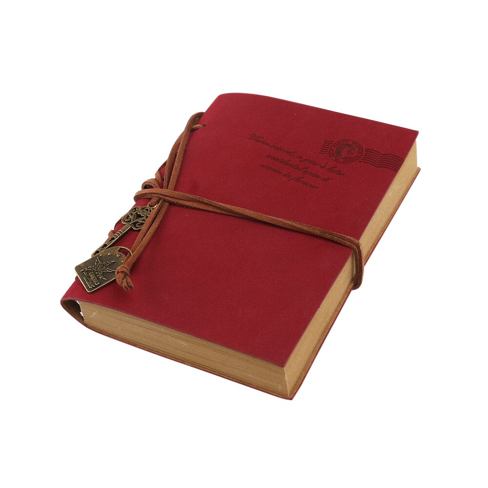 Klassische retro Jahrgang Stil PU Abdeckung Schnur Schlüssel Gebunden Leere Notizbuch Notizblock Reise Tagebuch Tagebuch skizzieren tagebuch journaling: rot