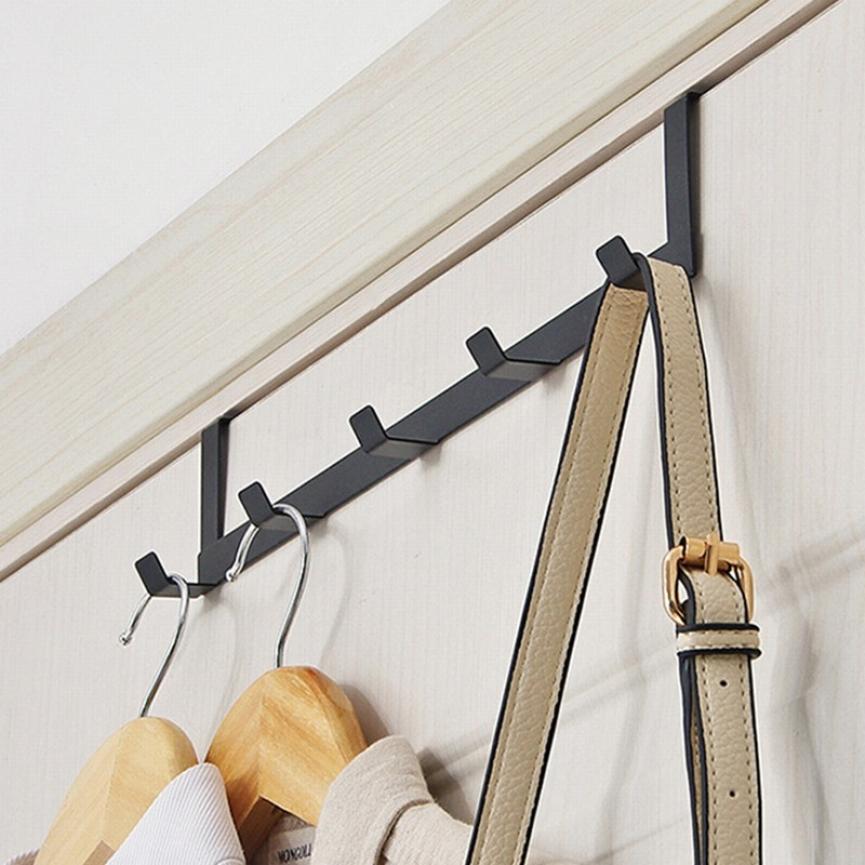 Practical Wrought Iron Door Hook with 5 Hook Save Space Cloth Hanger Door Wall Hanger Home Storage Supplies Hook Behind Door