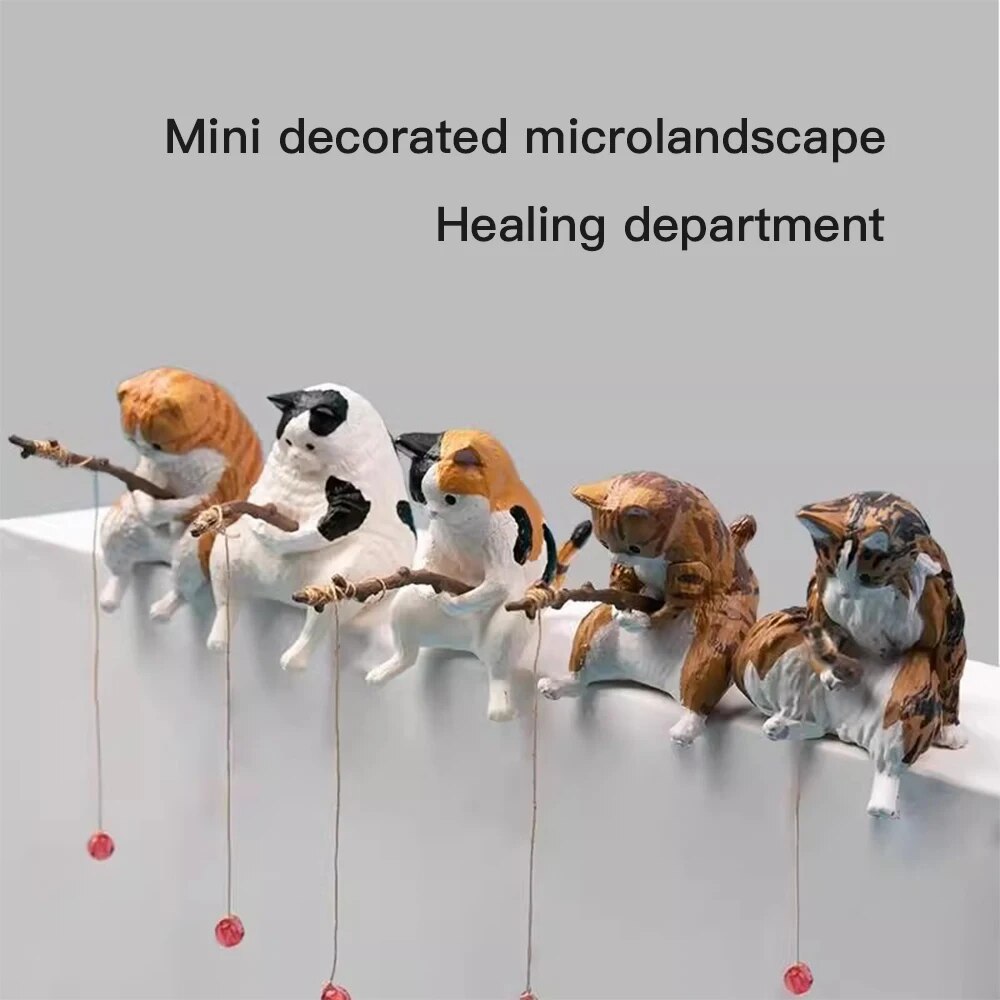Aquarium pêche chat suspendu paysage bureau ornements pêche amusant Mini décoratif Micro-paysage