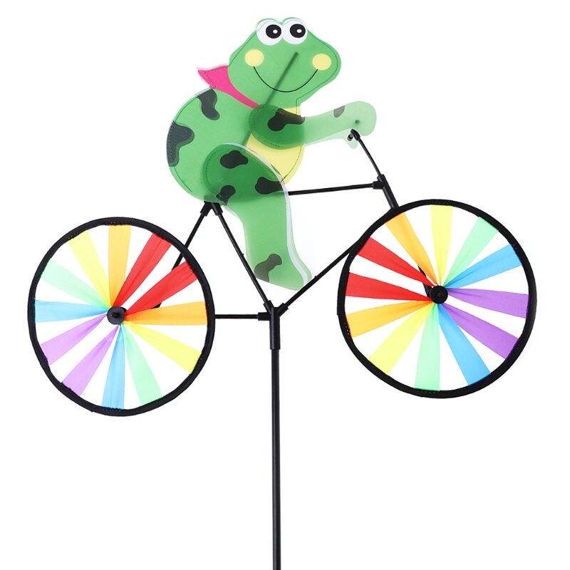 Cute 3D Animal on Bike Windmill Whirligig Garden Lawn Yard Decor Wind Spinner 35ED