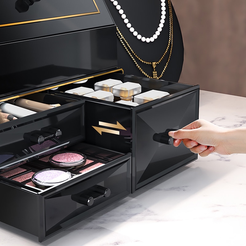 Joybos Makeup Organizer Box Acrylic DIY Makeup Organizer Storage Drawer Cosmetic Containers Dustproof Large Capacity Storage Box