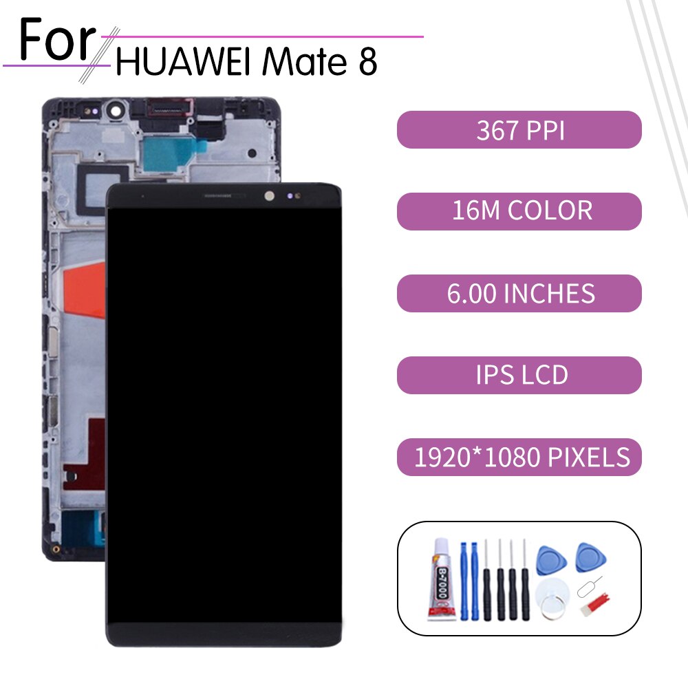 6 "Originele Voor Huawei Mate 8 Lcd Touch Screen Digitizer Vergadering Voor Huawei Mate 8 Display Met Frame NXT-L29 NXT-AL10 NXT-TL00