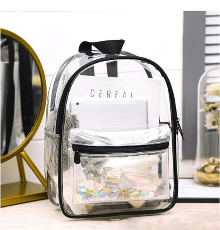 Transparent Bags Clear PVC Backpack Travel School Bag rucksack Security Unisex