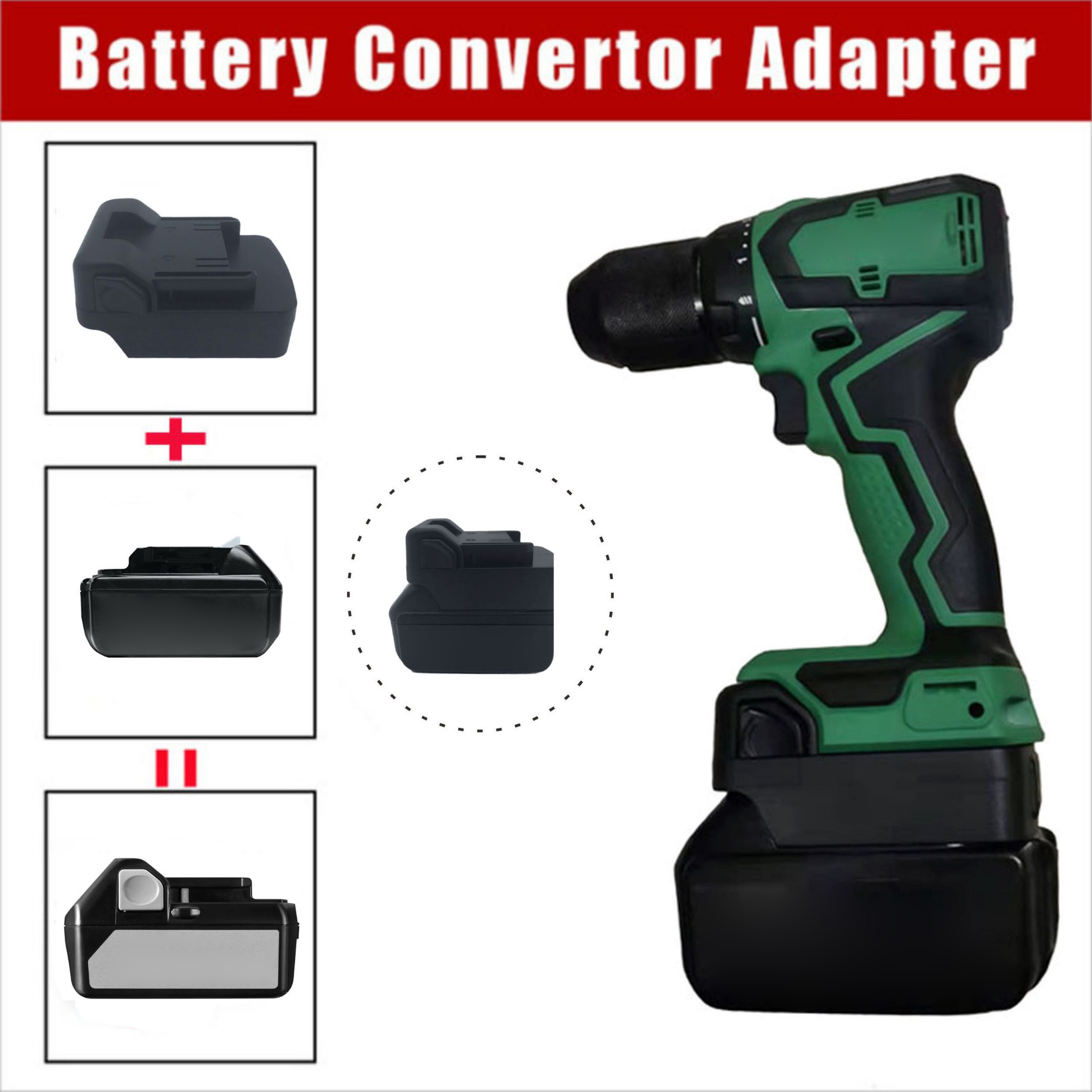 Akkusovitin sopii makita 18v bl -sarjan litiumakulle käytettäväksi hitachi 18v flat push -tyyppiselle litiumakkutyökalulle