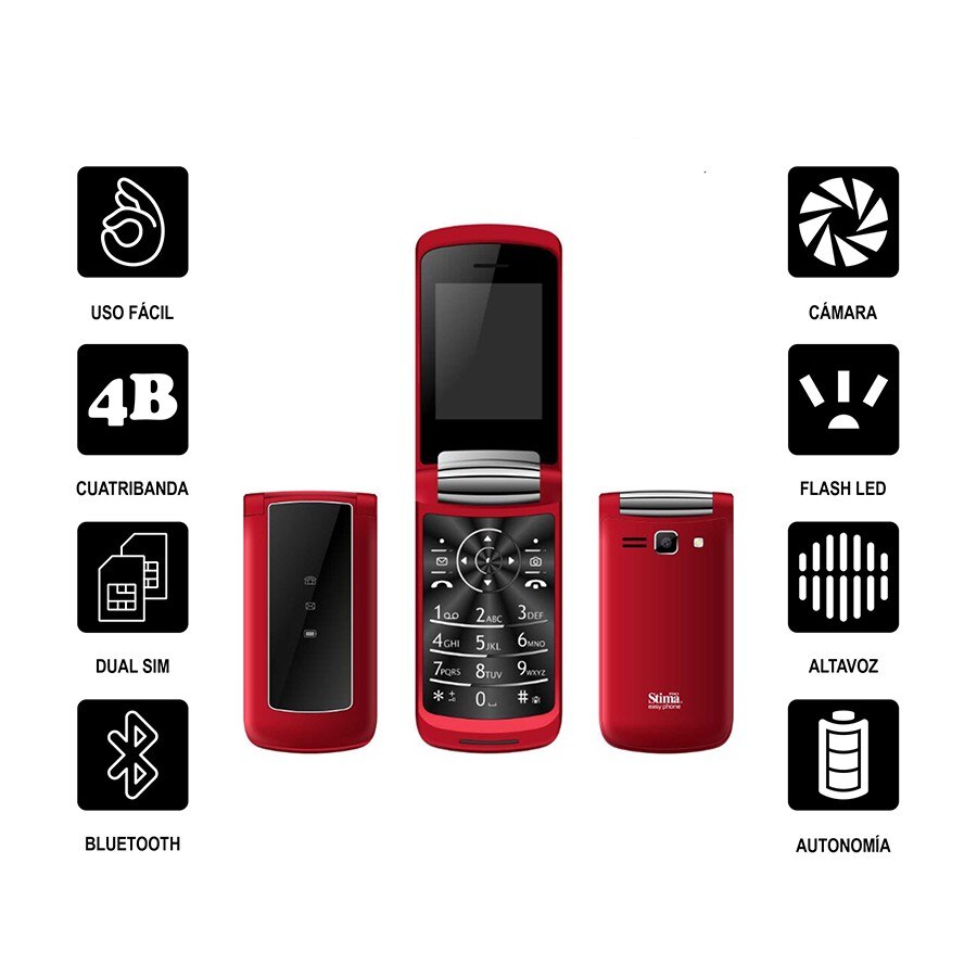 Telefono Movil Facil Gebruik Stima Pro SM820 Dual Cap En Grote Toetsen Movil Rode Super Dunne