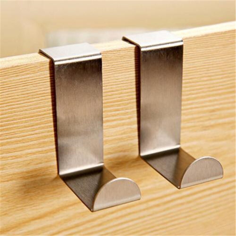 2pcs Stainless Steel Over Door Hooks Hanger Over Cupboard Hooks Drawer Hook for Office and Kitchen 1.8-4cm