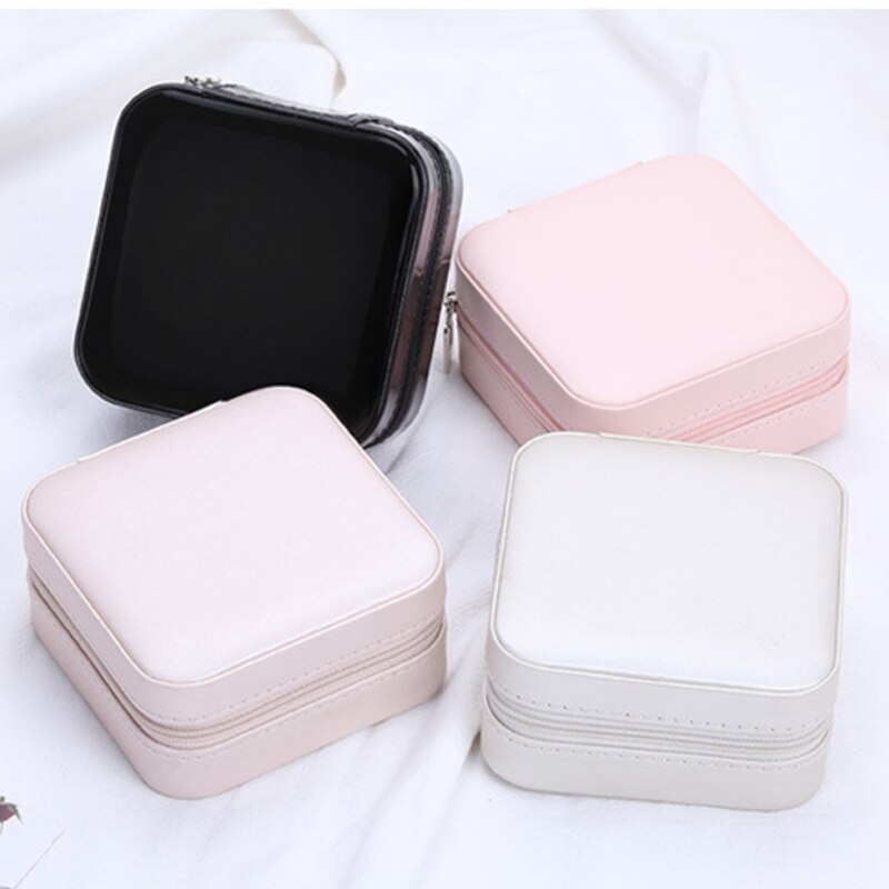 Universal Jewelry Organizer Display Travel Jewelry Case Boxes Portable Earring Necklaces Box Leather Storage Zipper Jewelers