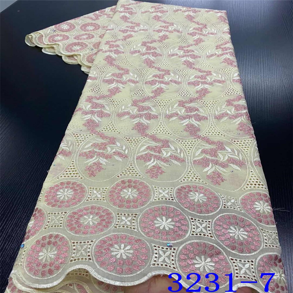 African Dry Lace Fabric Nigeria Cotton Laces Lace Fabric in Lace with Stones for Women KS3231B: Picture 7