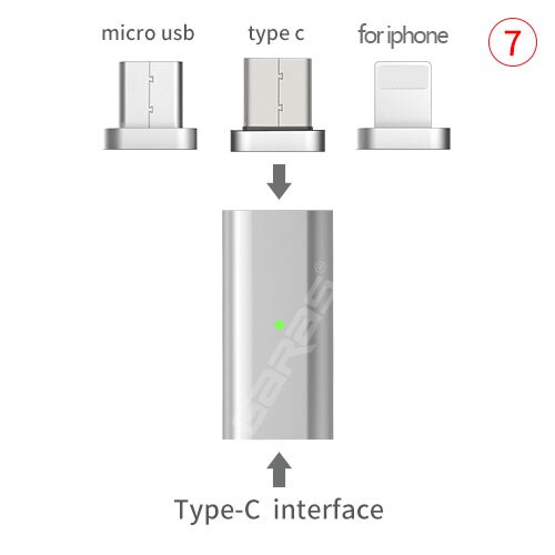 Garas Micro USB Magnetic Adapter Android Renewable USB TypeC Cable Fast Charging For Micro USB Mobile Phone Cable: Type C to 3 IN 1