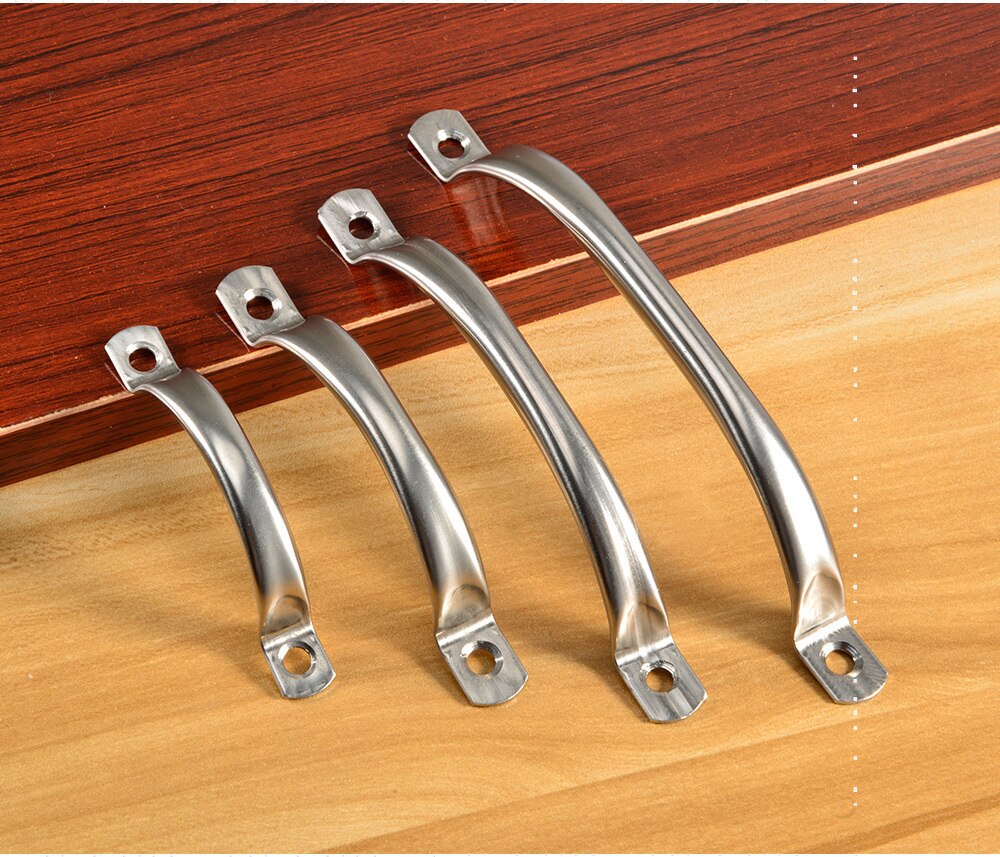Tiradores de puerta de acero inoxidable para armario, pomos plateados para cajón de cocina, 63mm, 79mm, 104mm, 125mm, estilo antiguo, 2 uds.