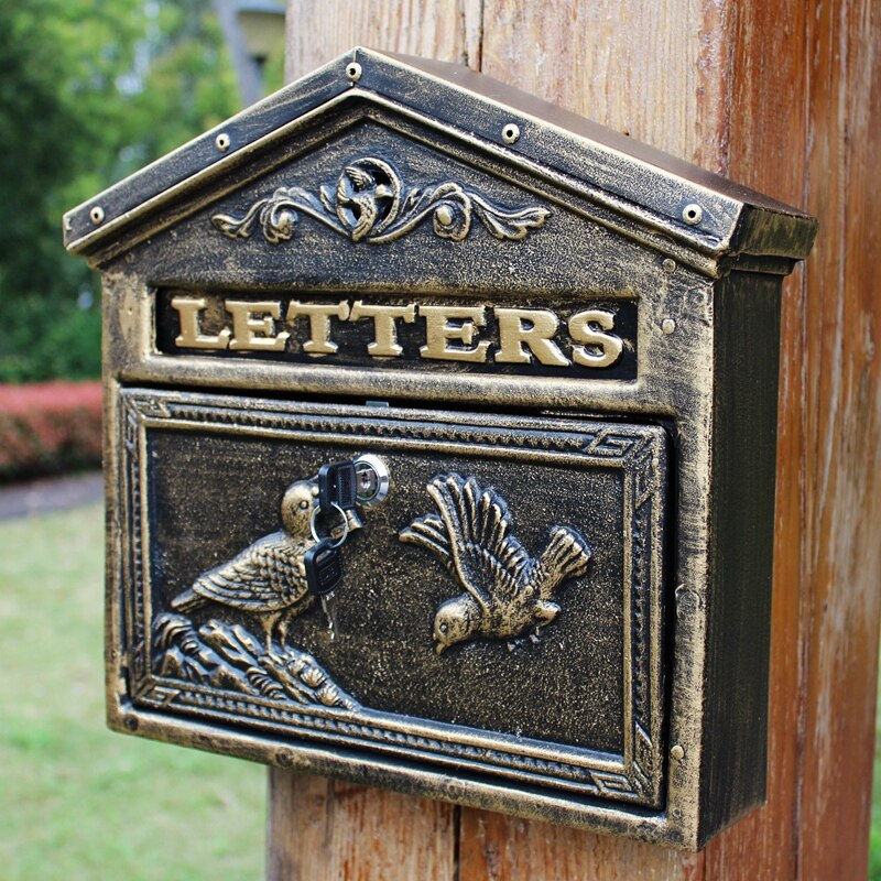 Vintage Retro Cast Iron Locking Wall Mount Mailbox Lockable Postal Letter Box