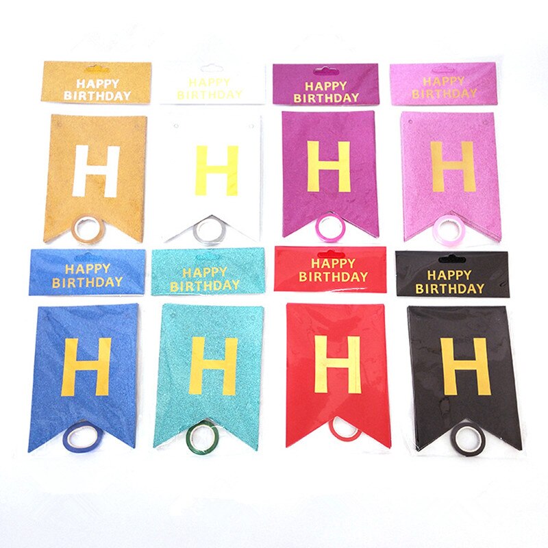 Gelukkige Verjaardag Brief Glitter Papier Banner Pull Vlag Kinderen Dag Party Party Baby Shower Decoratie