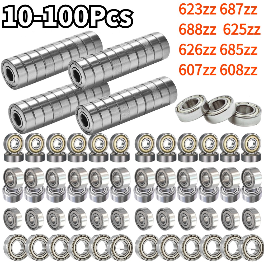 Rodamientos de bolas de piezas, pieza de acero al carbono con ranura profunda para monopatín, 10-100, 608zz, 623zz, 625zz, 626zz, 685zz, 688zz, 607zz