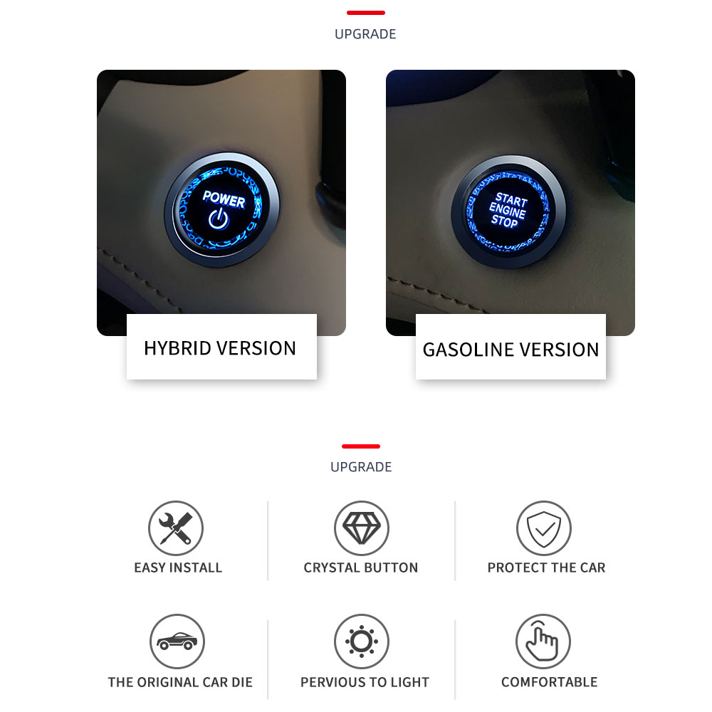 Toyota One-button Auto Start Crystal Button Cover Ignition Frame Car Accessories for Toyota Camry RAV4 Chr Yaris Prius Cruiser