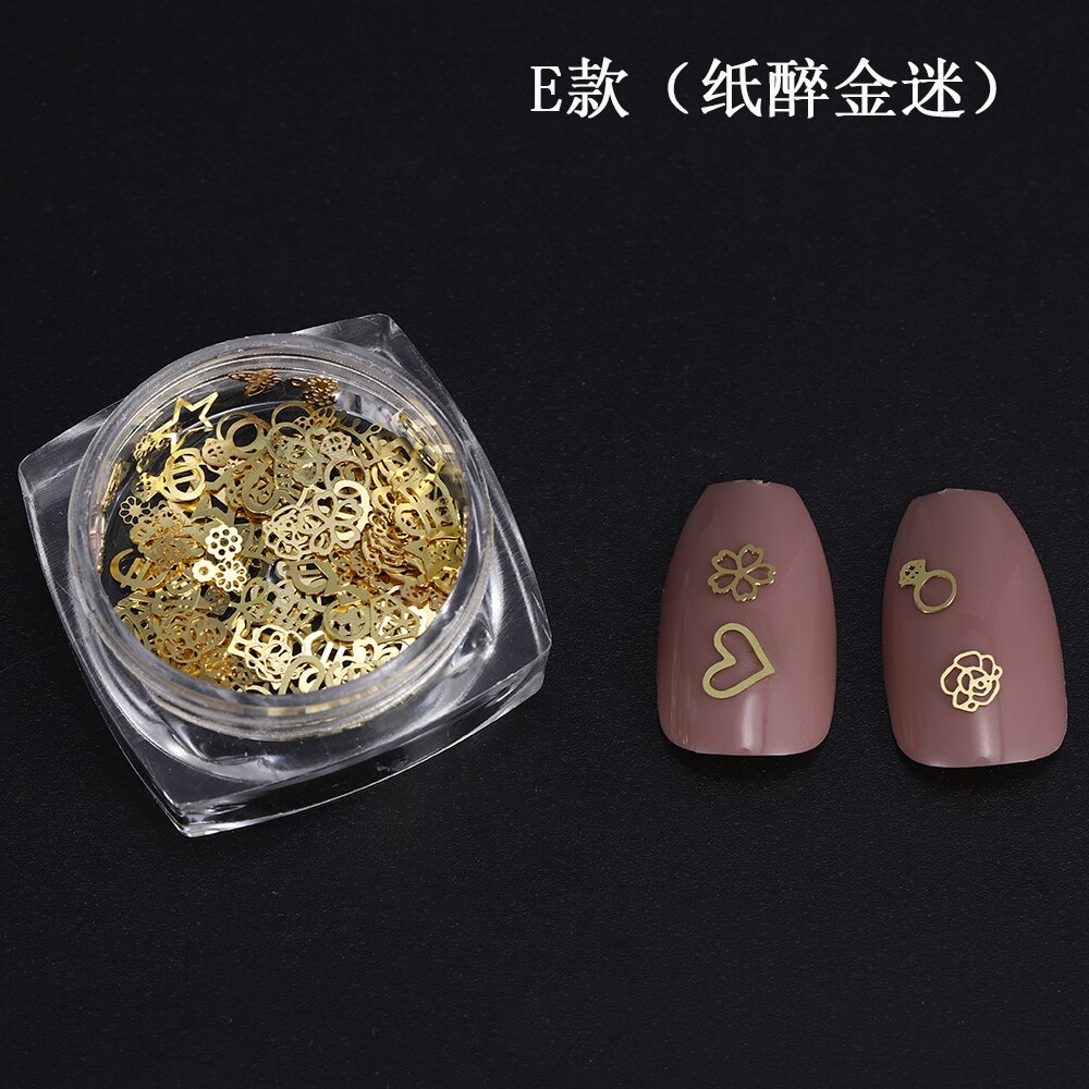 Diy Art Decoratie Goud Metalen Plakjes Bloem Nail Art Glitter Hollow Nail Vlokken Manicure Tips Nail Accessoires Ontwerpen Voor Nail: HC867