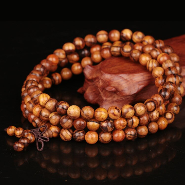 Jahrgang 6mm 8mm 108 Perlen Natürliche Teak Sandelholz Buddhistisches Holz Armbänder Meditation Gebetskette Mala Armbinde Frauen Männer schmuck