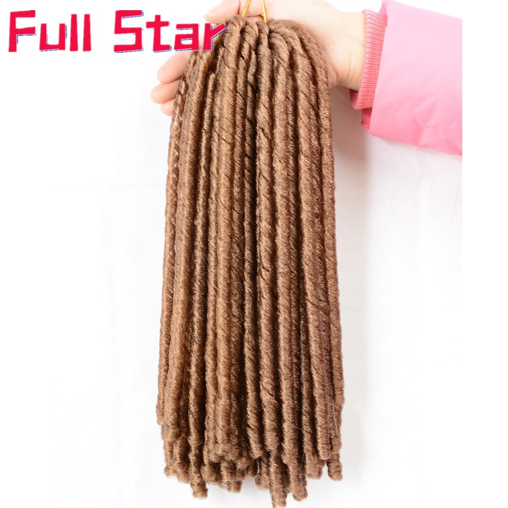 Full star 14''faux locs heklet hår mykt og lette dreadlocks hekle fletter syntetisk heklet hårforlengelse 15 tråder/pakning: #27 / 3 stk / mye