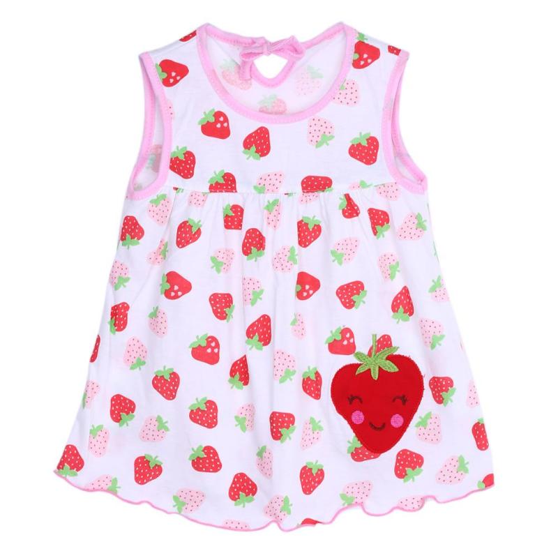 Summer Girls Dresses Newborn Baby O-neck Sleeveless Cotton Princess Mini Casual Dress Child Cute Pattern Decor Dot Clothes: c