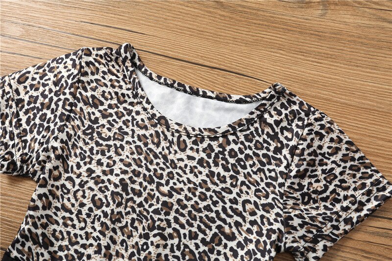 sommer Mädchen Kleider Kinder Elegante Leopard Print Prinzessin Kleid Mädchen Kurzarm Kleid 2 3 4 6 7 8 jahre Kinder Kleidung