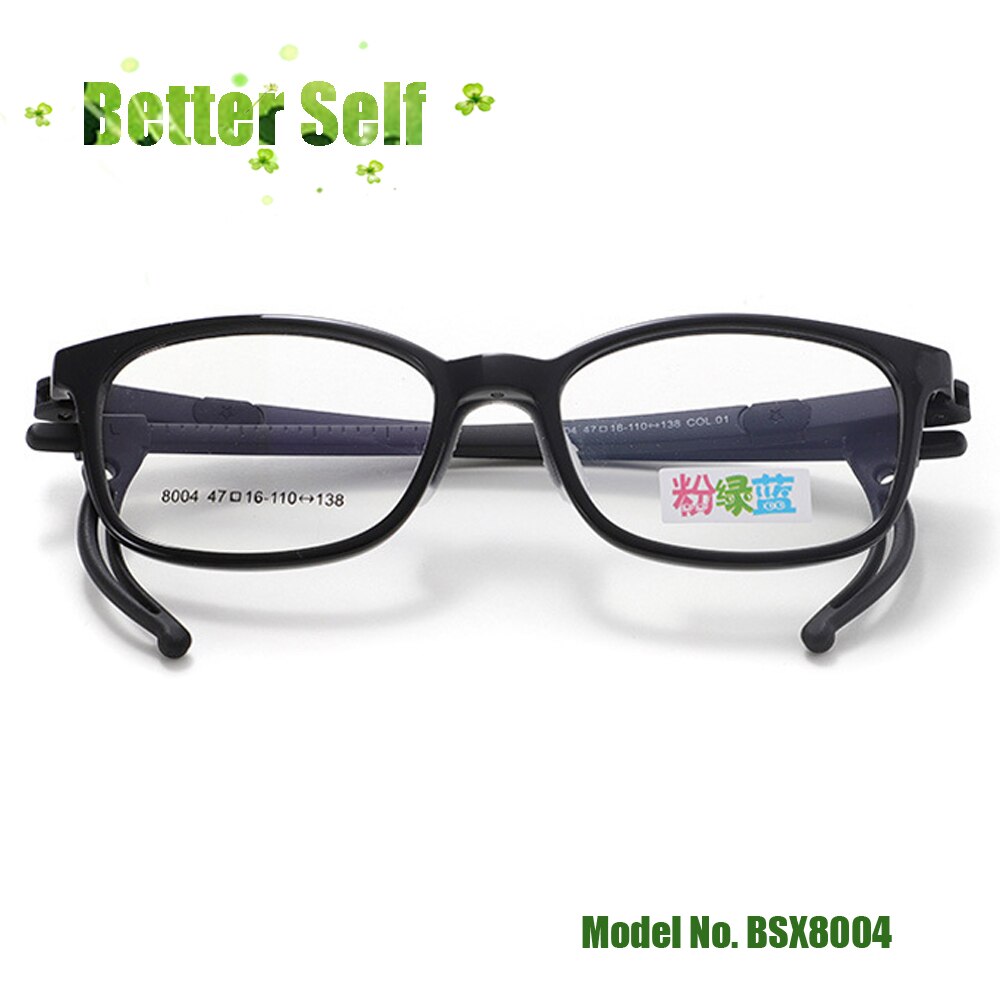 Glasses Frame Adjustable Temple kids Girl's Transparent Square Tr90 Eyeglasses Upgrade Silicone Nose Pad Boy's Spectacle BSX8004