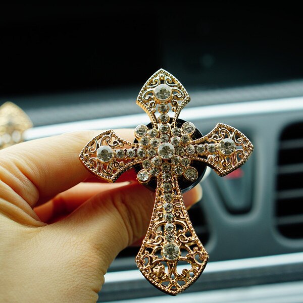 Jesus Crucifix Cross Air Freshener Clip Car Perfume Decoration Air Conditioner Outlet Car-styling Auto Accessories Fragrance: Gold