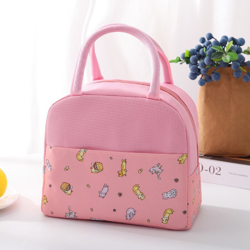 ¡Novedad de ! Bolsas térmicas Oxford para el almuerzo con aislamiento fresco, bolsas de ocio impermeables prácticas, bonitas bolsas de flamencos, bolsas de comida: Pink Cat