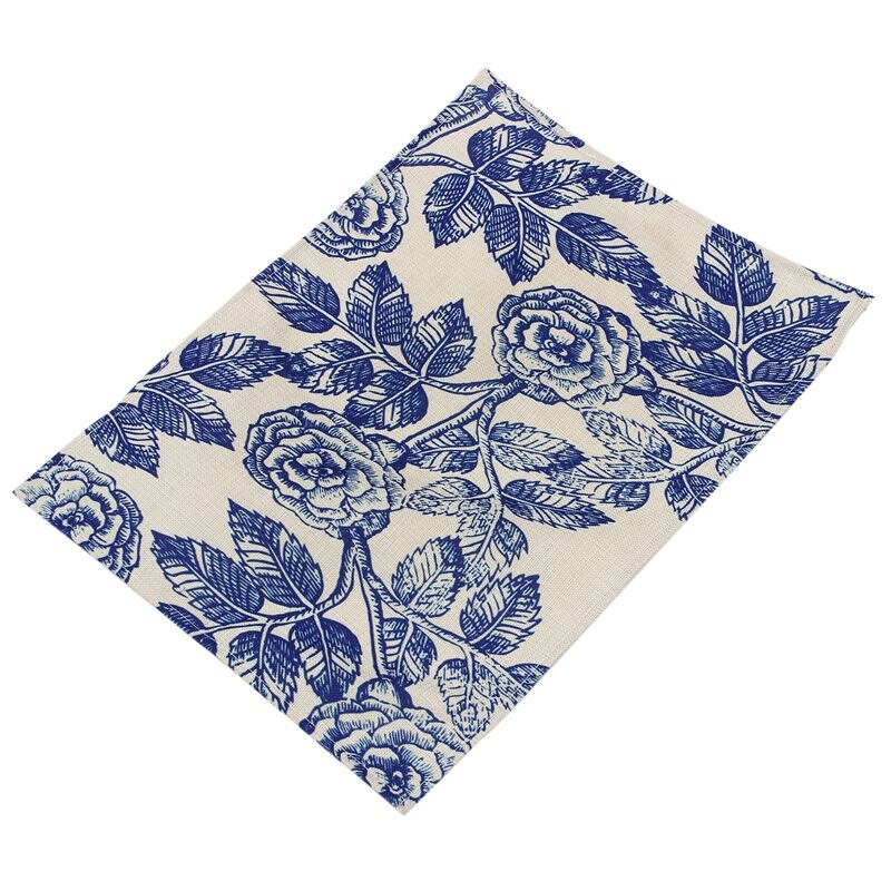 Blue and White China Style Cotton Linen Insulation... – Grandado