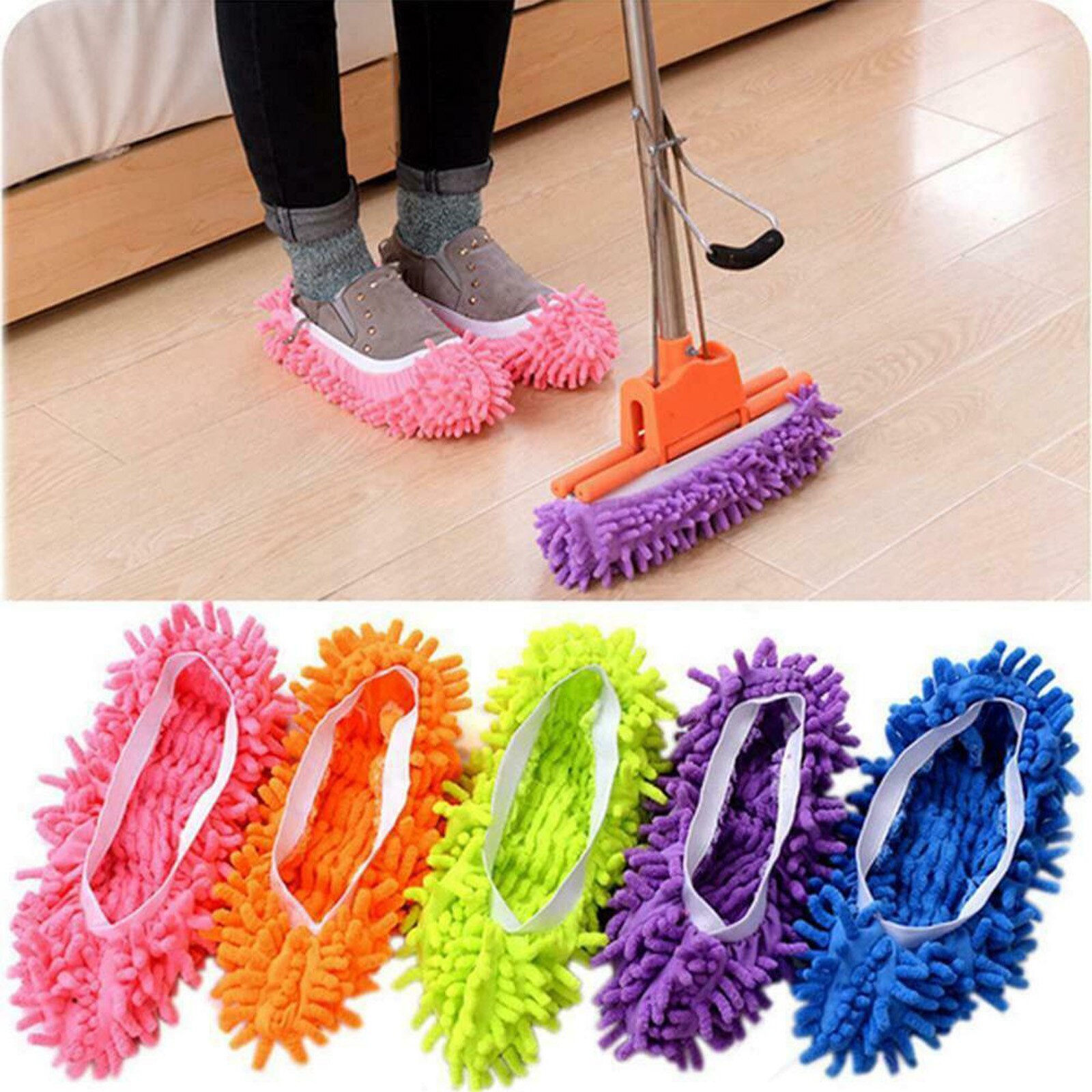 Microfiber Mop Floor Cleaning Lazy Fuzzy Slippers House Home Flooring Tools Shoes Bathroom Kitchen Clean #50g
