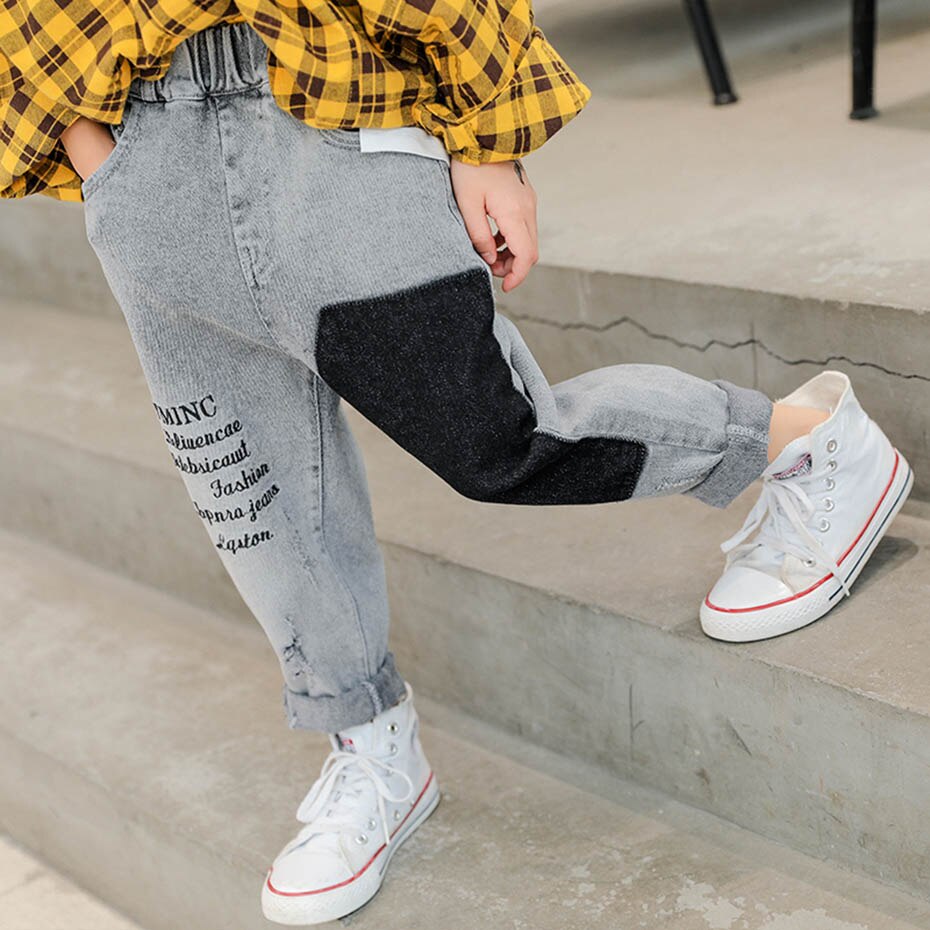 Big Boys Jeans Letter Kids Jeans Boys Autumn Kid's Jeans Casual Style Patchwork Children's Clothing