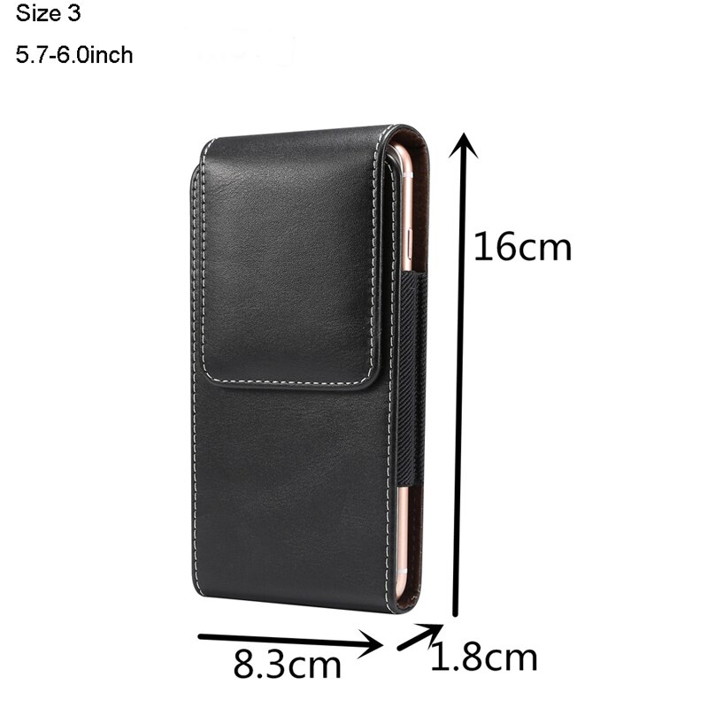 Mode Universal 4.7-6.9 inch Taille Packs Kleine Telefoon Pouch Holster Case PU Lederen Fanny Pack Casual Riem Clip tas: size 3