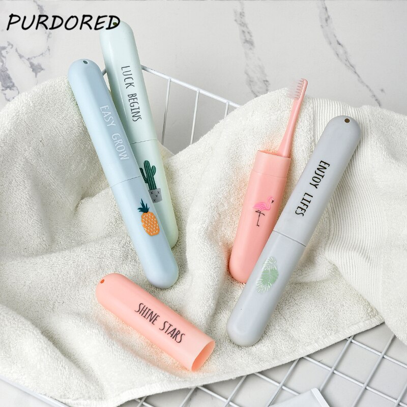 PURDORED 1 pc Portable Toothbrush Cover Plastic Outdoor Hiking Camping Toothbrush Cap Case Travel Accessories organizadores