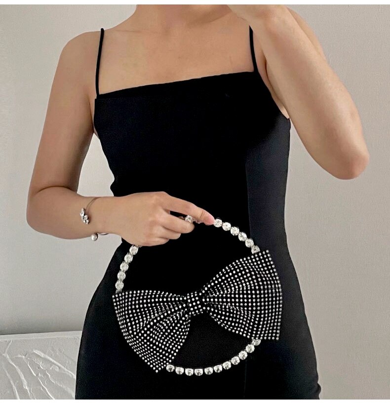Diamant Ronde Boog Party Vrouwen Clutch Avondtasje Luxe Portemonnees En Handtassen Chic Vrouwelijke Top Handvat Zwarte Tas Bruiloft