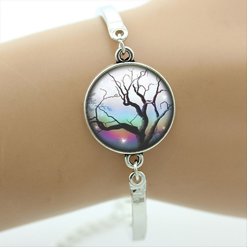 TAFREE Brand Gustav Klimt Tree Of Life Bracelet Silver-Plated Glass Dome Art Picture Bangles Men Jewelry D937: D946
