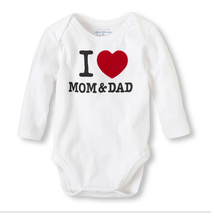 CYSINCOS Cute Kids Rompers Clothes Baby Infant Clothes Letter Love Heart Printed Newborn Rompers Baby Boy Girl Cotton Jumpsuits: 0-3M