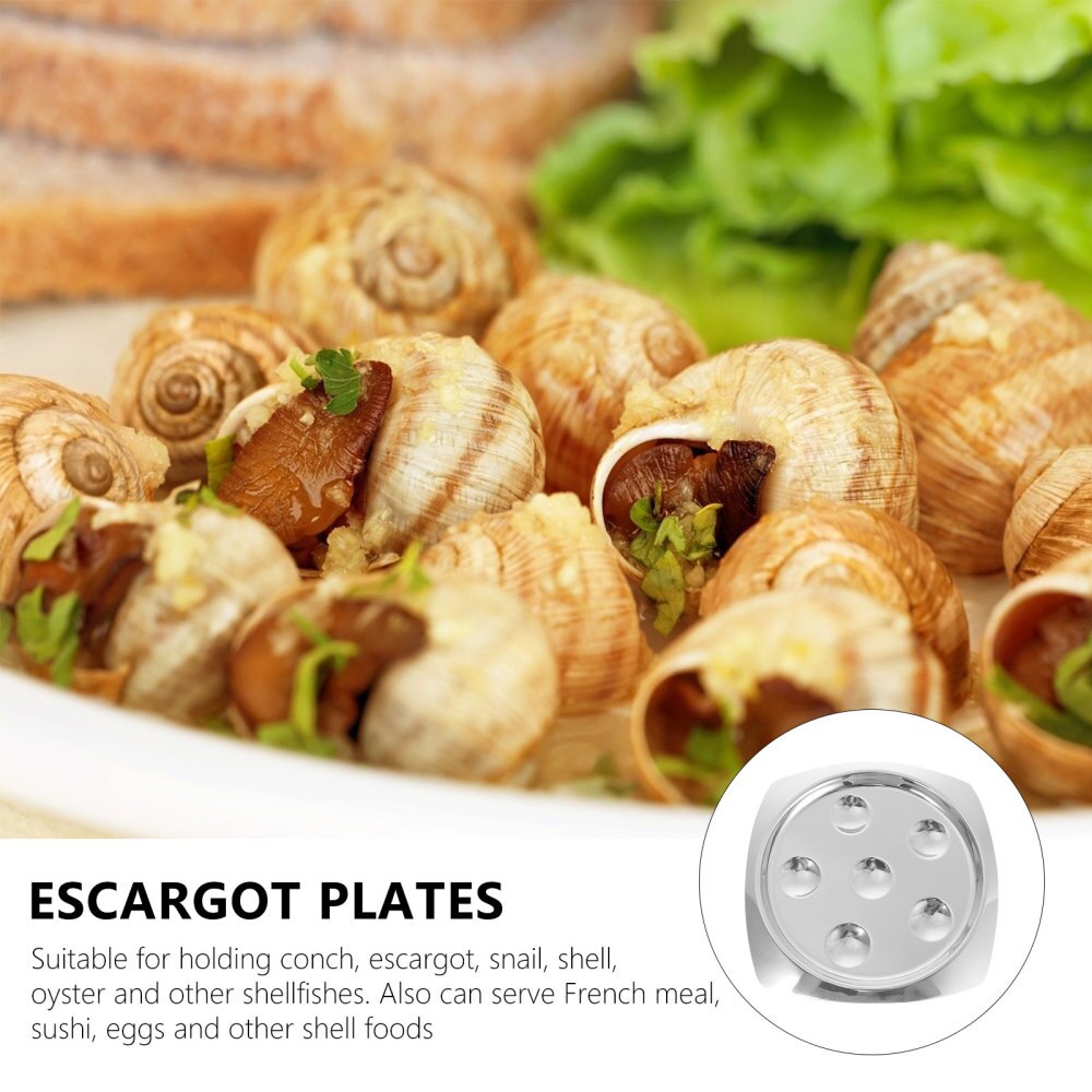 Stainless Steel Snail Dish Escargot Plate Food Plate Compartment Holes Plates