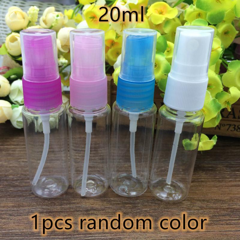 20ml Mini Travel Transparent Empty Spray Bottle Plastic Refillable Bottles Container Makeup Beauty Bottle Random Color: Default Title