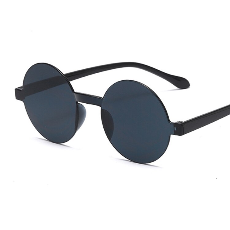 Gafas De Sol redondas y negras Vintage para mujer, De femeninos De anteojos De Sol, sin montura, De gelatina, De Color transparente con espejo: Black Gray