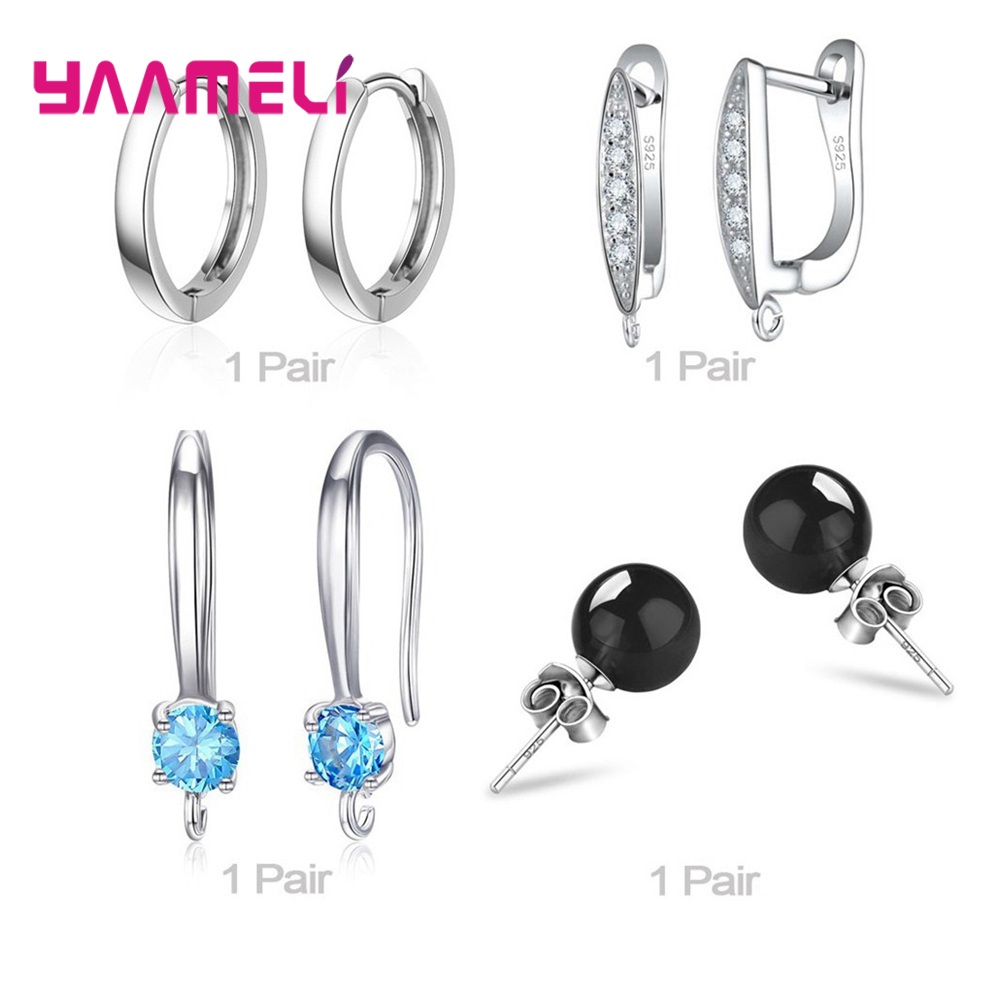 Trendy Vrouwen Oorbellen Echt 925 Sterling Zilver Natuurlijke Kristal Parel Party Accessoires 4 Paar Gemengde Sieraden