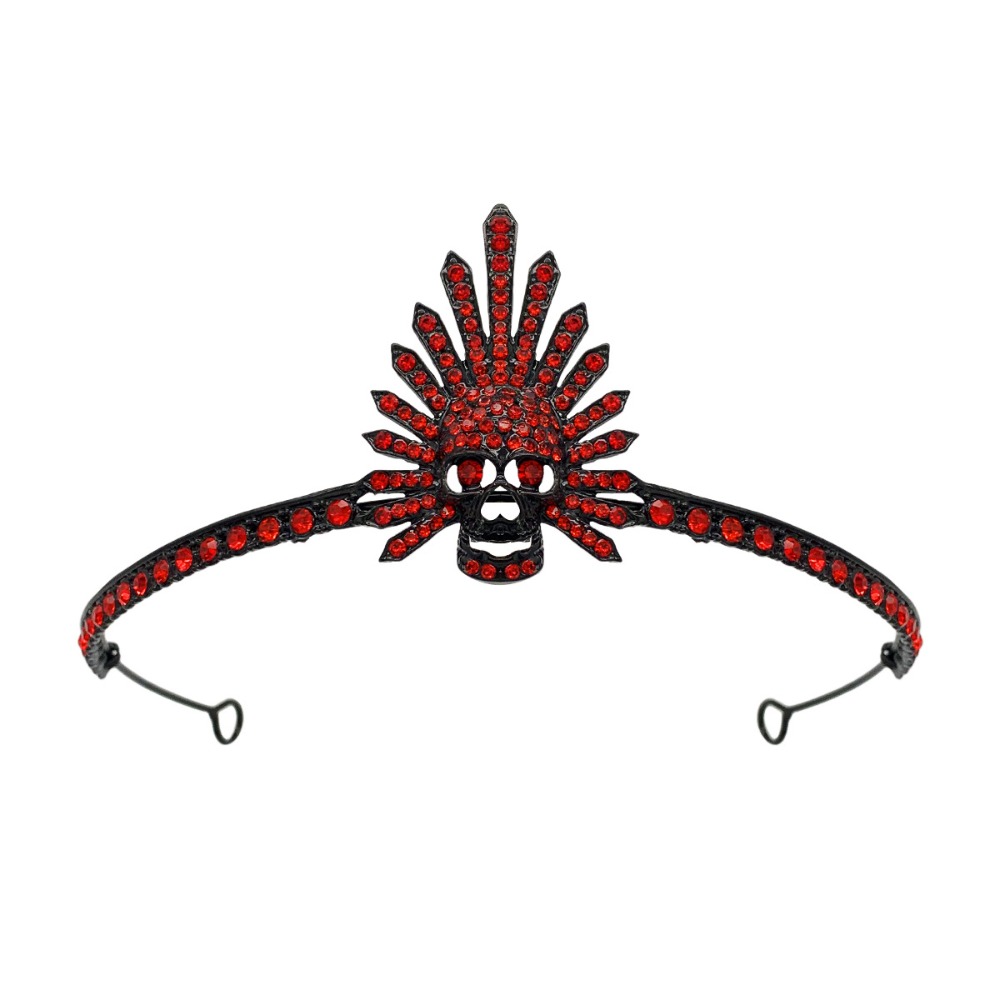 Couronne de Tête de Mort Gothique en Plastique pour ixd'Halloween, Bandeau de Sauna, Sorcière, Noir, Mascotte, Pièce, Décorations, Dame