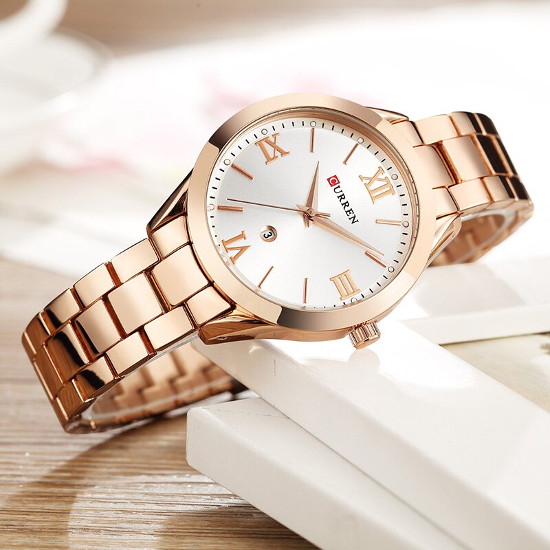 CURREN Top Luxe Band Vrouwen Horloges Mode Quartz Vrouwelijke Polshorloge Rvs eenvoudige Waterdicht Horloge Relogio Feminino