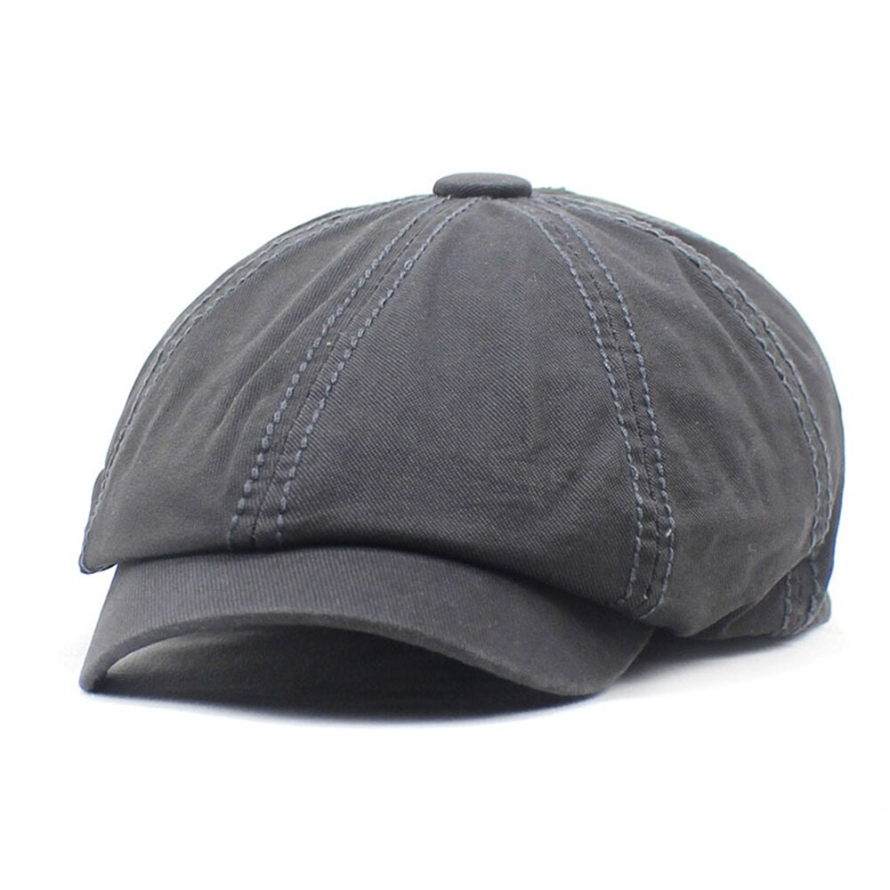 SHOWERSMILE Men Newsboy Cap British Style Brown Solid Octagonal Hat Cotton Men's Beret Casual Autumn Vintage Flat Cap